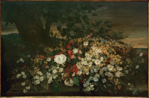 Fleurs sur un banc - Gustave Courbet